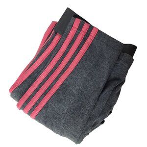 Adidas Women's 3S Leggings Size Medium Gray Pink Striped Workout Stretch